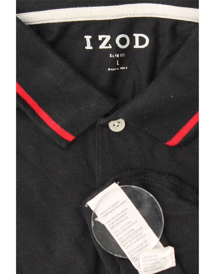 IZOD Мужская рубашка-поло приталенного кроя, большая черная хлопковая ткань