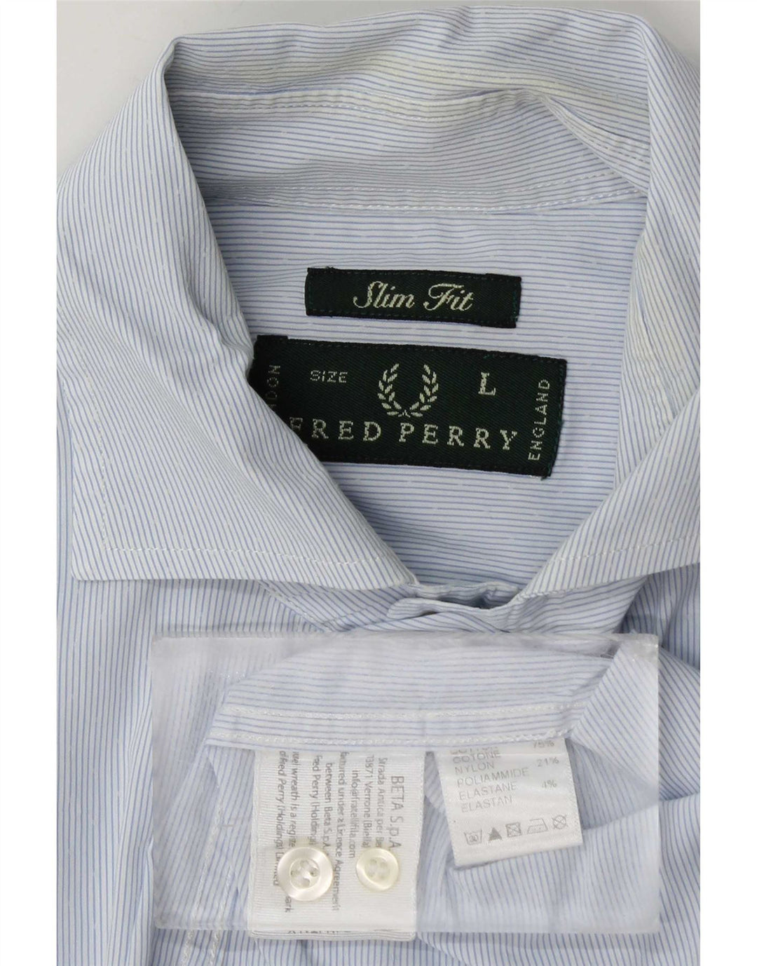 Мужская рубашка узкого кроя Fred Perry, большая синяя хлопковая полоска