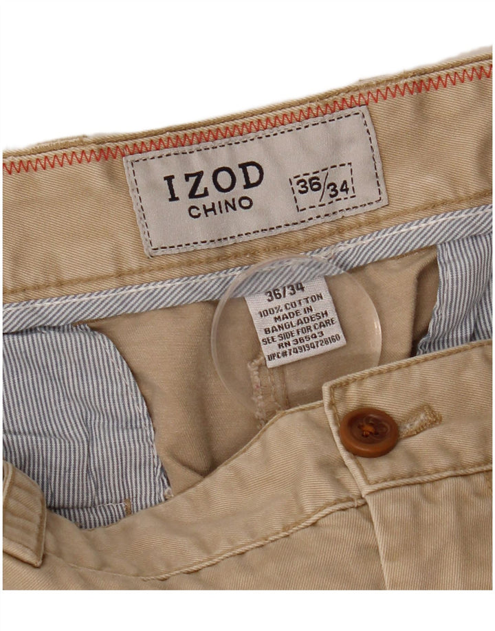 IZOD Мужские прямые брюки-чиносы W36 L34 Бежевые, хлопок