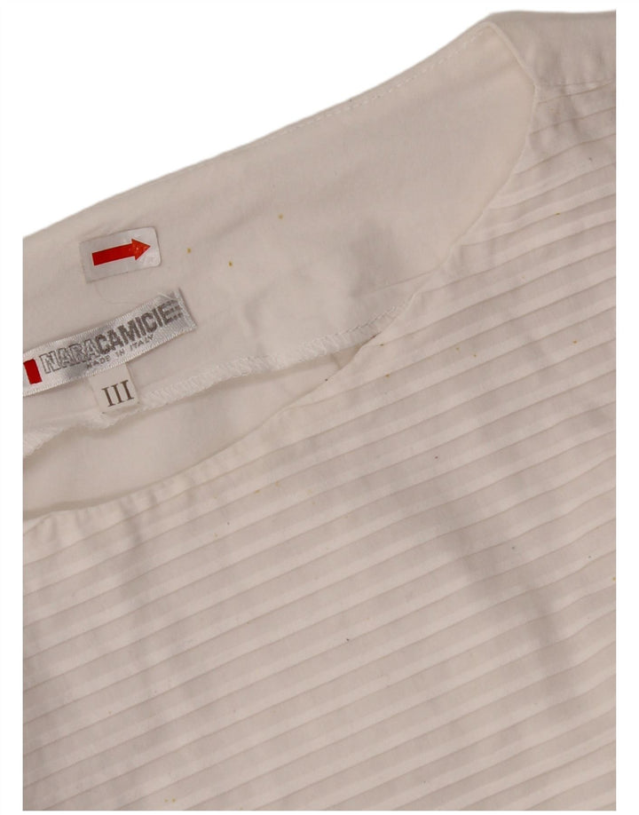 NARACAMICIE Женская блузка без рукавов, топ UK 8, маленькая белая хлопковая полоска