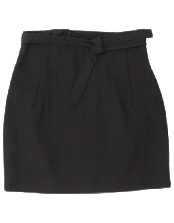 Женская мини-юбка с запахом VINTAGE IT 42 Medium W26 Черная шерсть