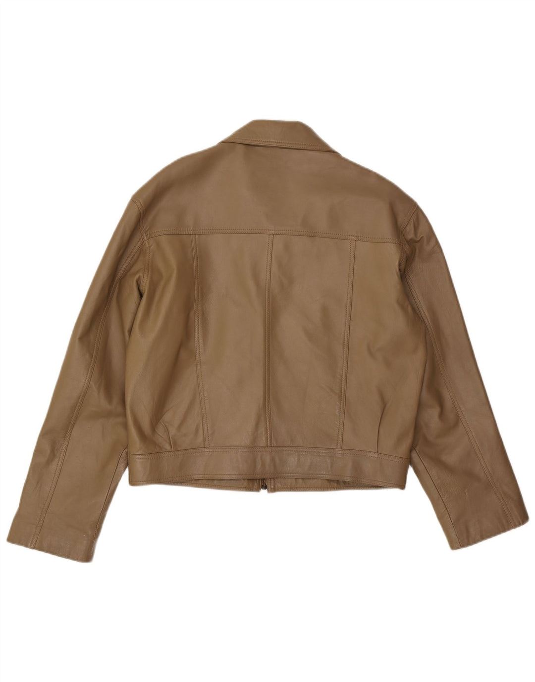 VINTAGE Womens Crop Leather Jacket UK 18 XL Brown Leather