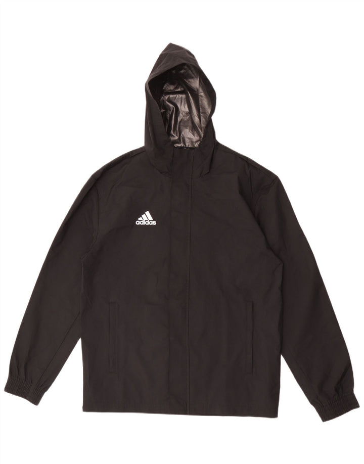 Мужская дождевик Adidas с капюшоном UK 36, маленький черный полиэстер
