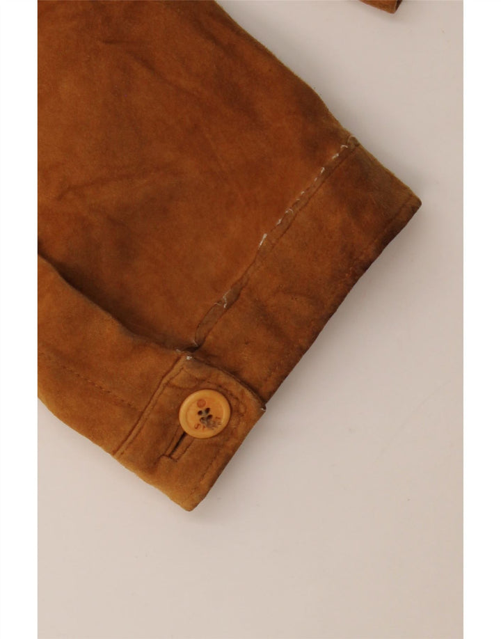 Мужская замшевая куртка VINTAGE IT 50, большая, бежевая кожаная