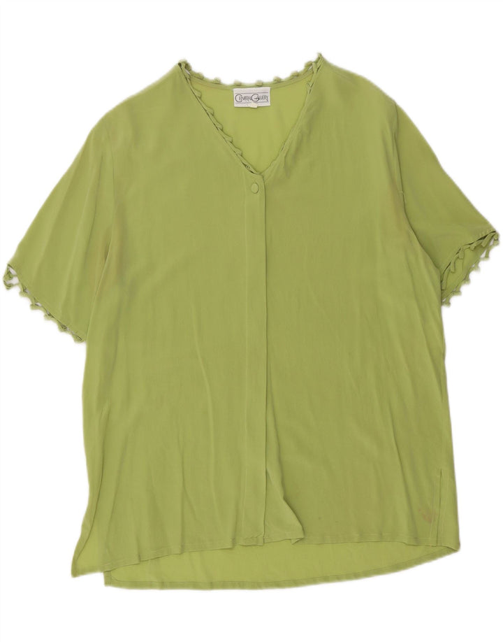 VINTAGE Womens Blouse Top IT 46 Large Green Silk