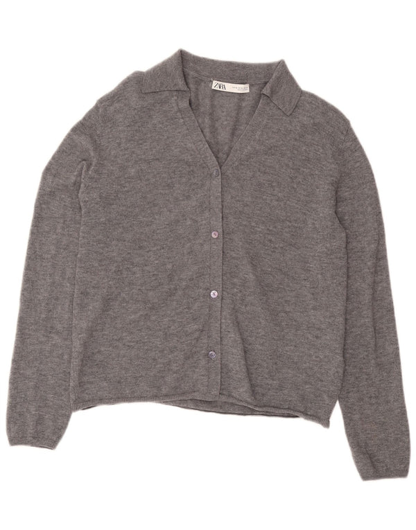 Женский кардиган Zara UK 18 XL, серый шерстяной свитер