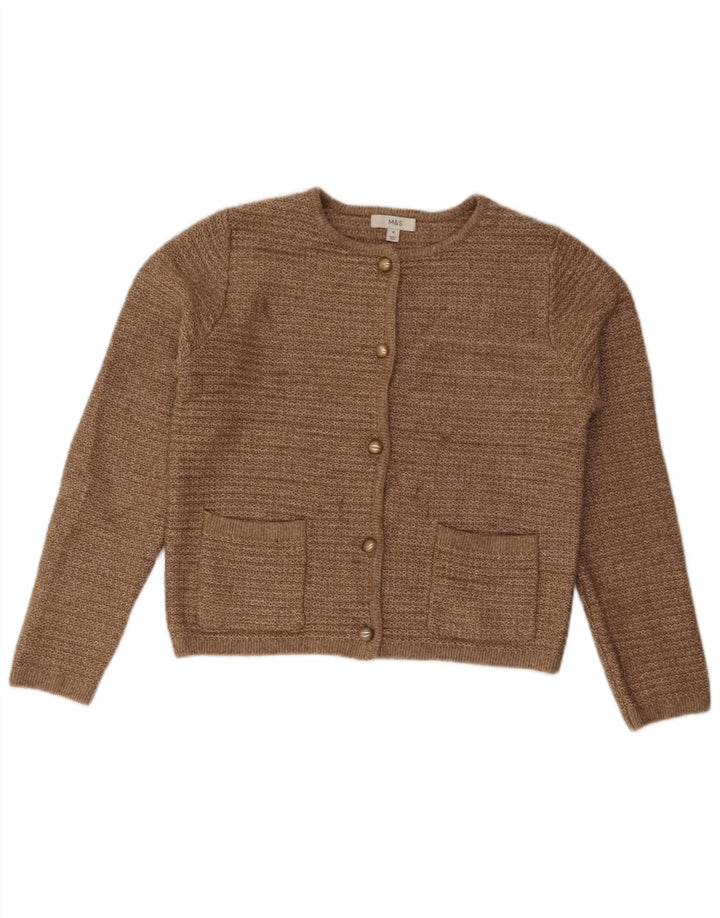 Женский укороченный кардиган Marks & Spencer UK 14, средний коричневый полиэстер