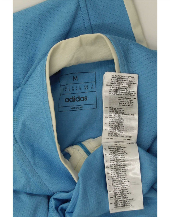 Adidas Мужской пуловер с воротником на молнии, спортивный костюм, средний синий полиэстер