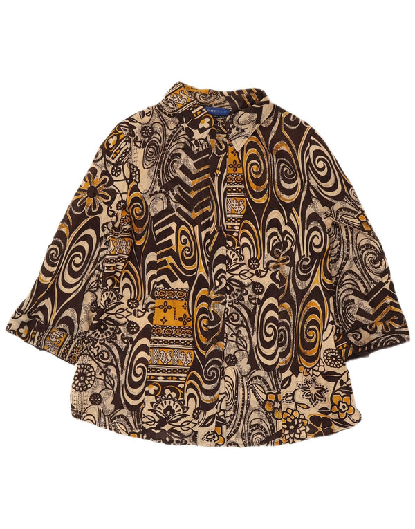 DOMINEW Женская блузка-рубашка с рукавом 3/4 IT 50 XL Коричневый хлопок с цветочным принтом