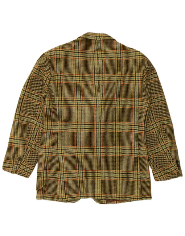 VINTAGE Mens 3 Button Blazer Jacket UK 38 Medium Green Houndstooth
