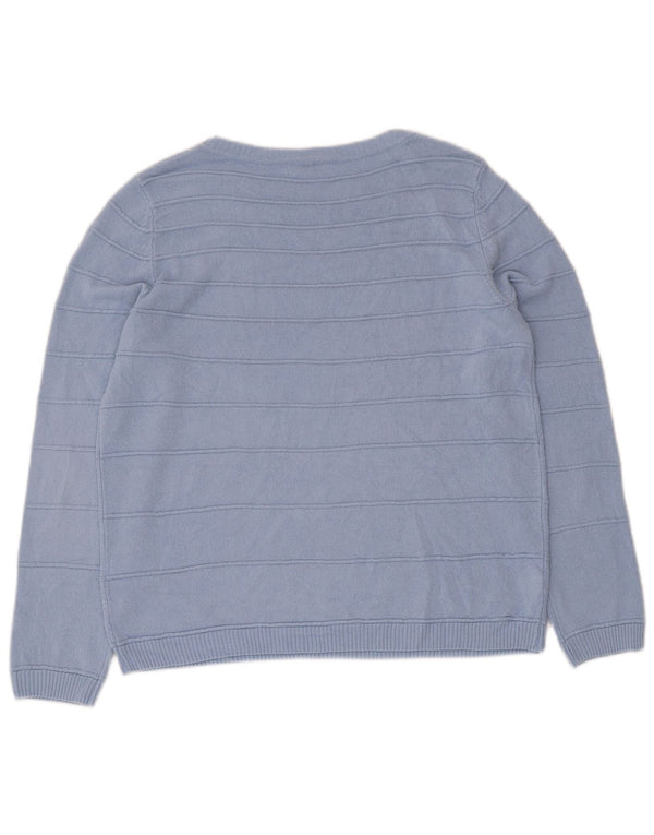 Marks & Spencer Womens Classic Boat Neck Jumper Sweater UK 12 Medium Blue