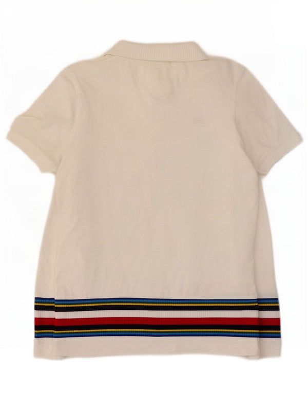 Женская рубашка-поло Tommy Hilfiger UK 10, маленькая белая полосатая хлопковая ткань