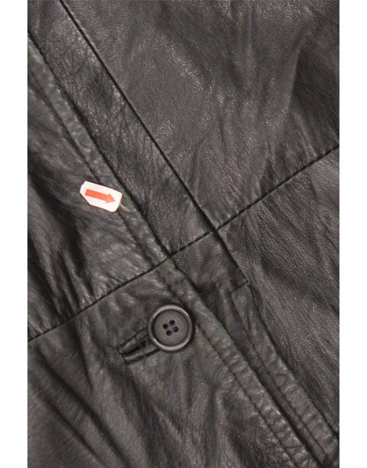 ВИНТАЖНОЕ Женское кожаное пальто IT 48 XL Черное