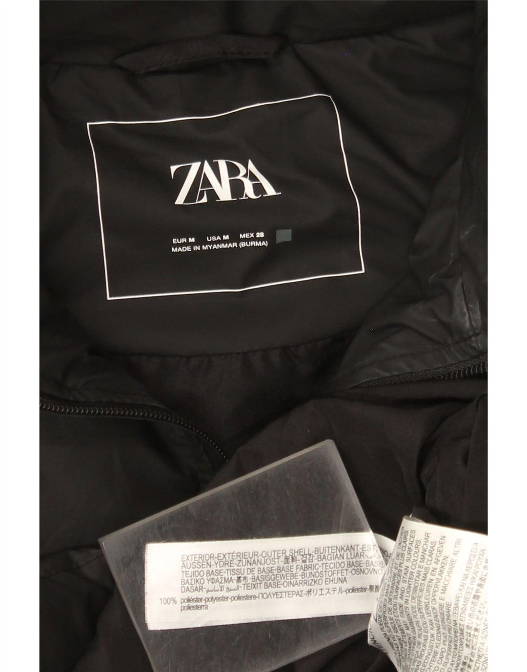Женское стеганое пальто без рукавов Zara UK 14, средний черный полиэстер