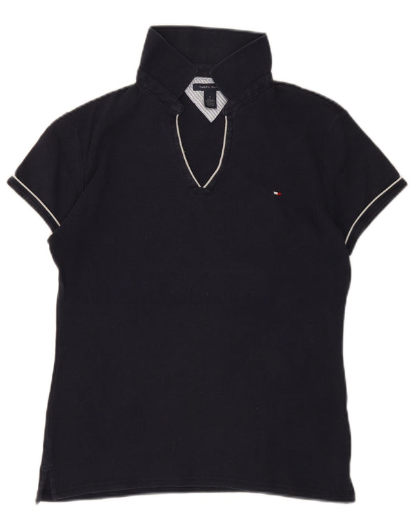 Женская рубашка-поло Tommy Hilfiger UK 14, средний темно-синий хлопок