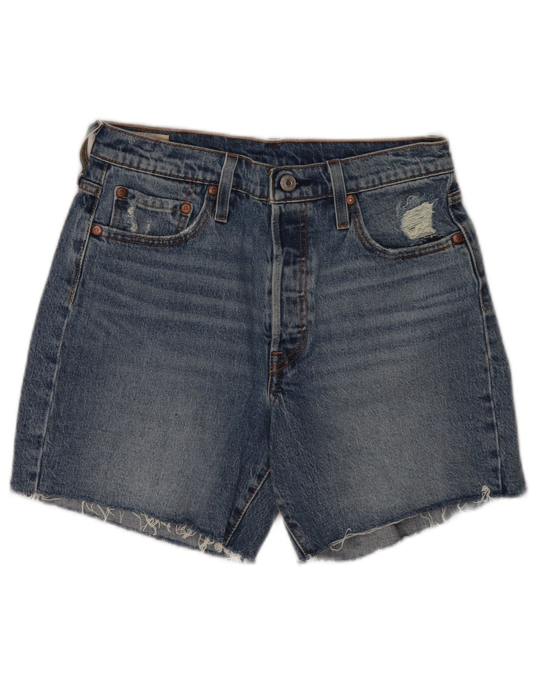 Женские джинсовые шорты Levi's 501 W28, хлопковые, среднего синего цвета