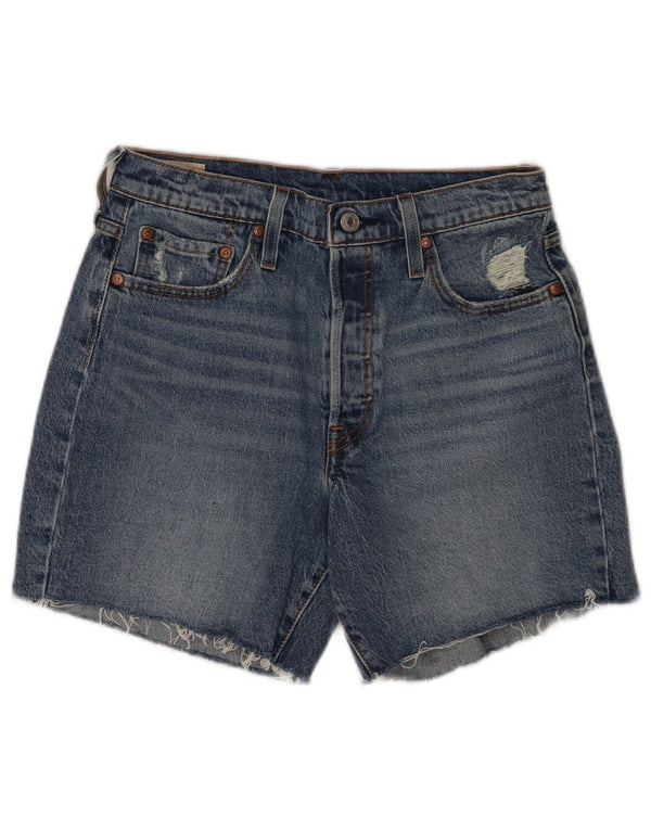 Женские джинсовые шорты Levi's 501 W28, хлопковые, среднего синего цвета