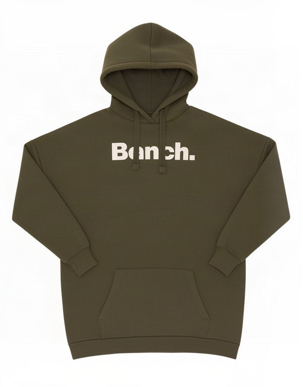 Женский джемпер с капюшоном Bench Oversized с рисунком UK 12, хлопок среднего цвета хаки