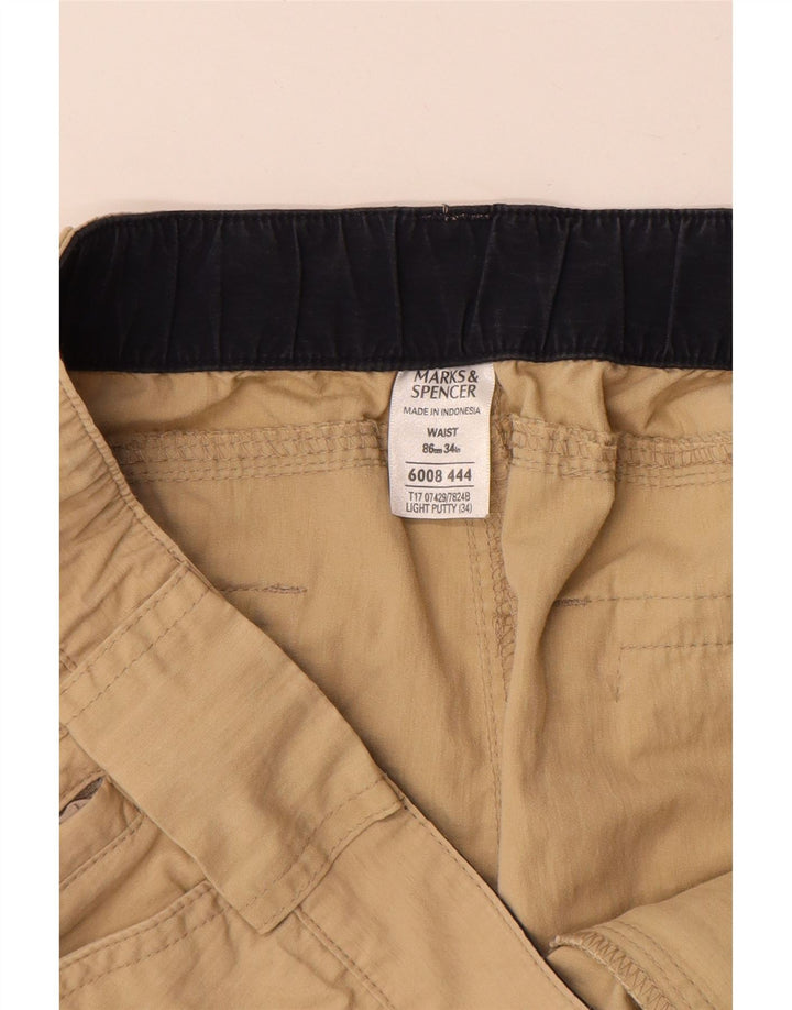 Мужские шорты карго MARKS & SPENCER W34, большие, бежевые, хлопок