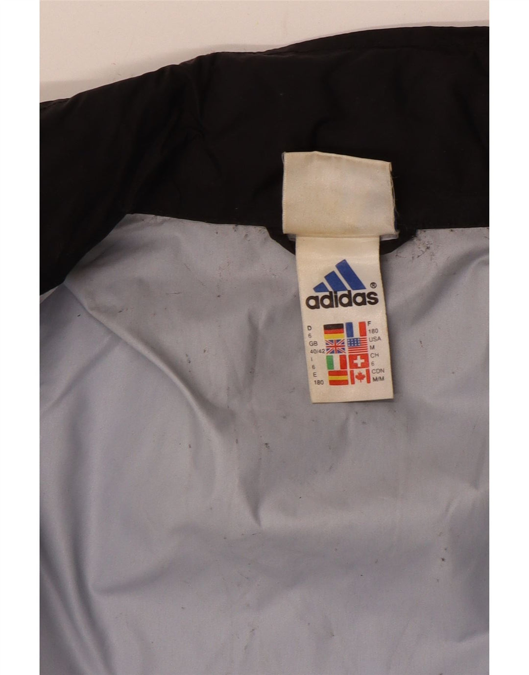 Мужская дождевик Adidas UK 40/42, средний черный, нейлон с цветными блоками
