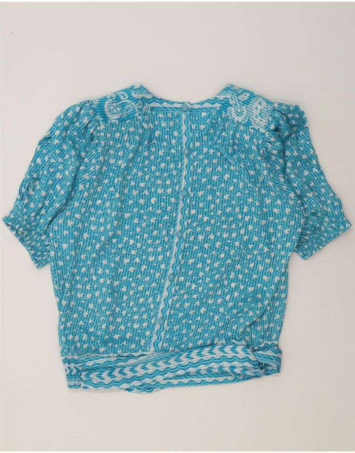 VINTAGE Womens Blouse Top UK 18 XL Blue Floral Polyester Vintage Vintage and Second-Hand Vintage from Messina Hembry 
