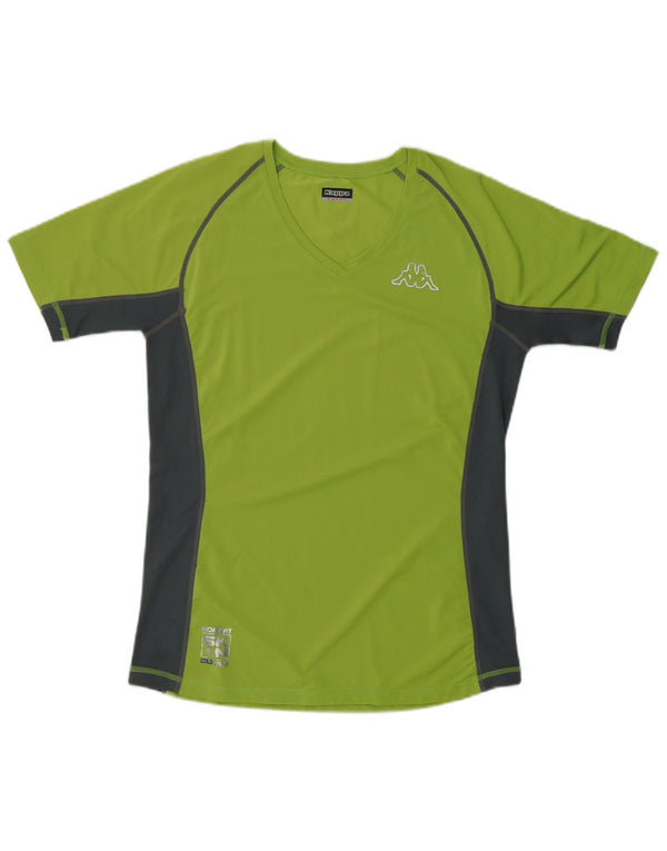 KAPPA Женская футболка с рисунком Top UK 16, большой зеленый цвет, полиэстер с цветными блоками