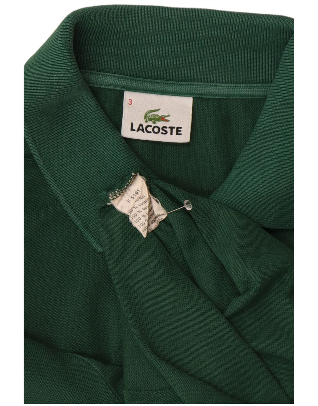 Мужская рубашка-поло LACOSTE, размер 3, маленькая, зеленая, хлопок