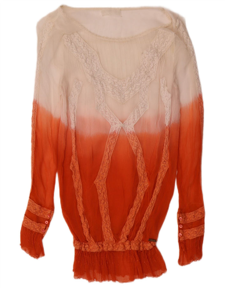 GUESS Женская прозрачная блузка Top UK 10, маленький красный цветной блок