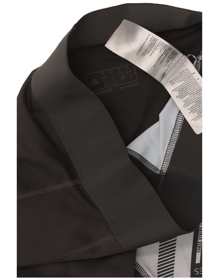 Женские леггинсы с тремя полосками ADIDAS, Великобритания, 8/10, маленькие, черные, с геометрическим рисунком