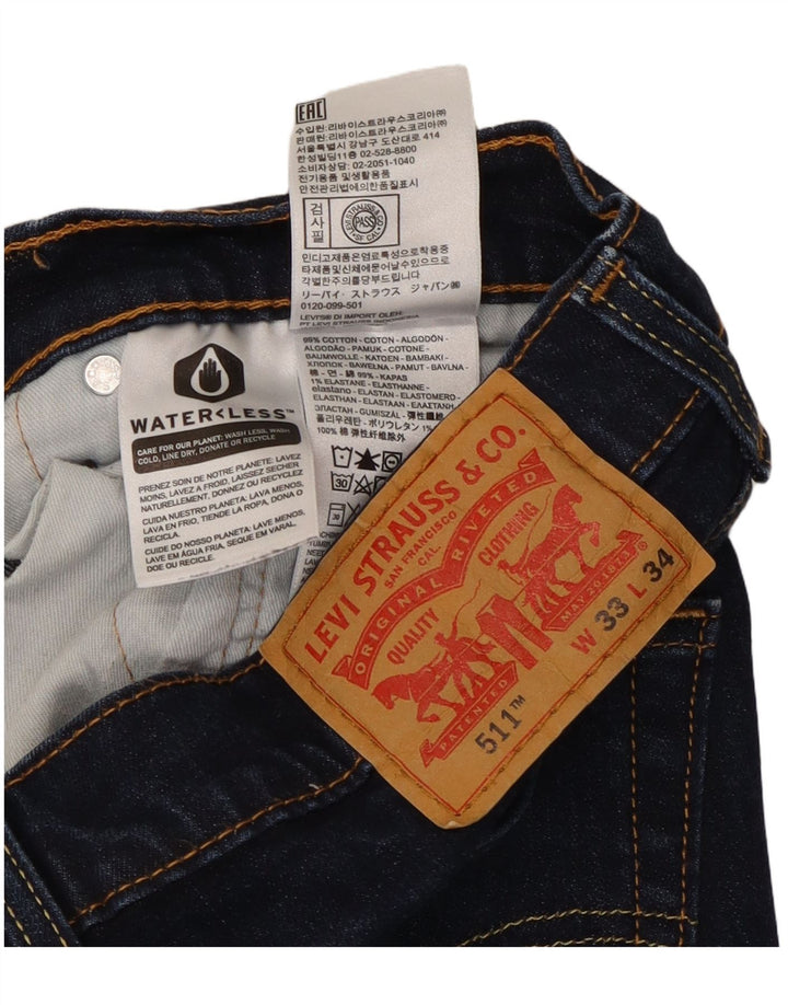 Мужские джинсы Levi's 511 Slim W33 L34 Темно-синие, хлопок