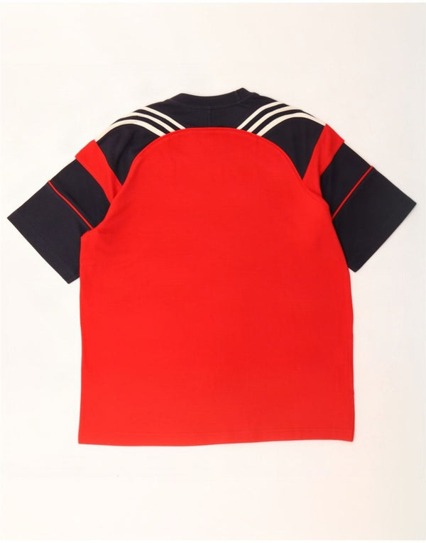 Мужская футболка Adidas Top UK 40/42, средний красный хлопок с цветными блоками
