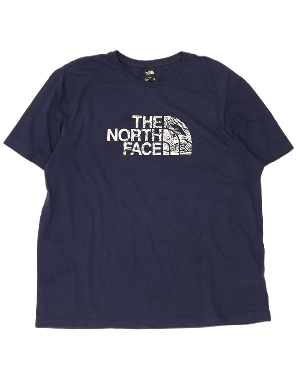 Мужская футболка с рисунком The North Face, топ 2XL, темно-синий, хлопок