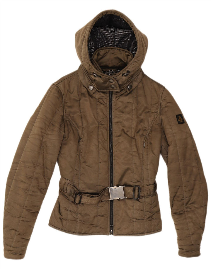 Refrigiwear Женская стеганая куртка с капюшоном UK 14 Средне-коричневый полиамид