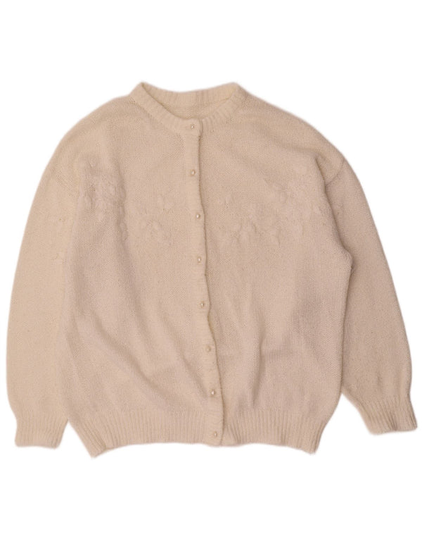 Винтажный женский кардиган-свитер UK 18 XL, белый акрил