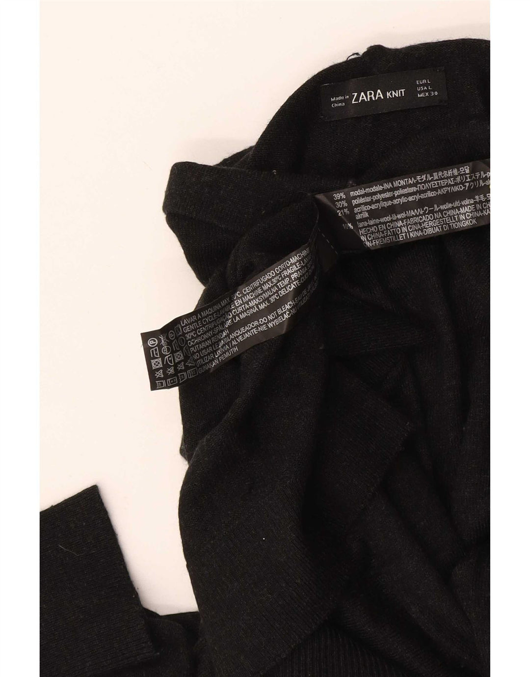 Женский джемпер с высоким воротником Zara UK 14, большой черный модал