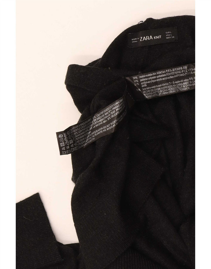 Женский джемпер с высоким воротником Zara UK 14, большой черный модал