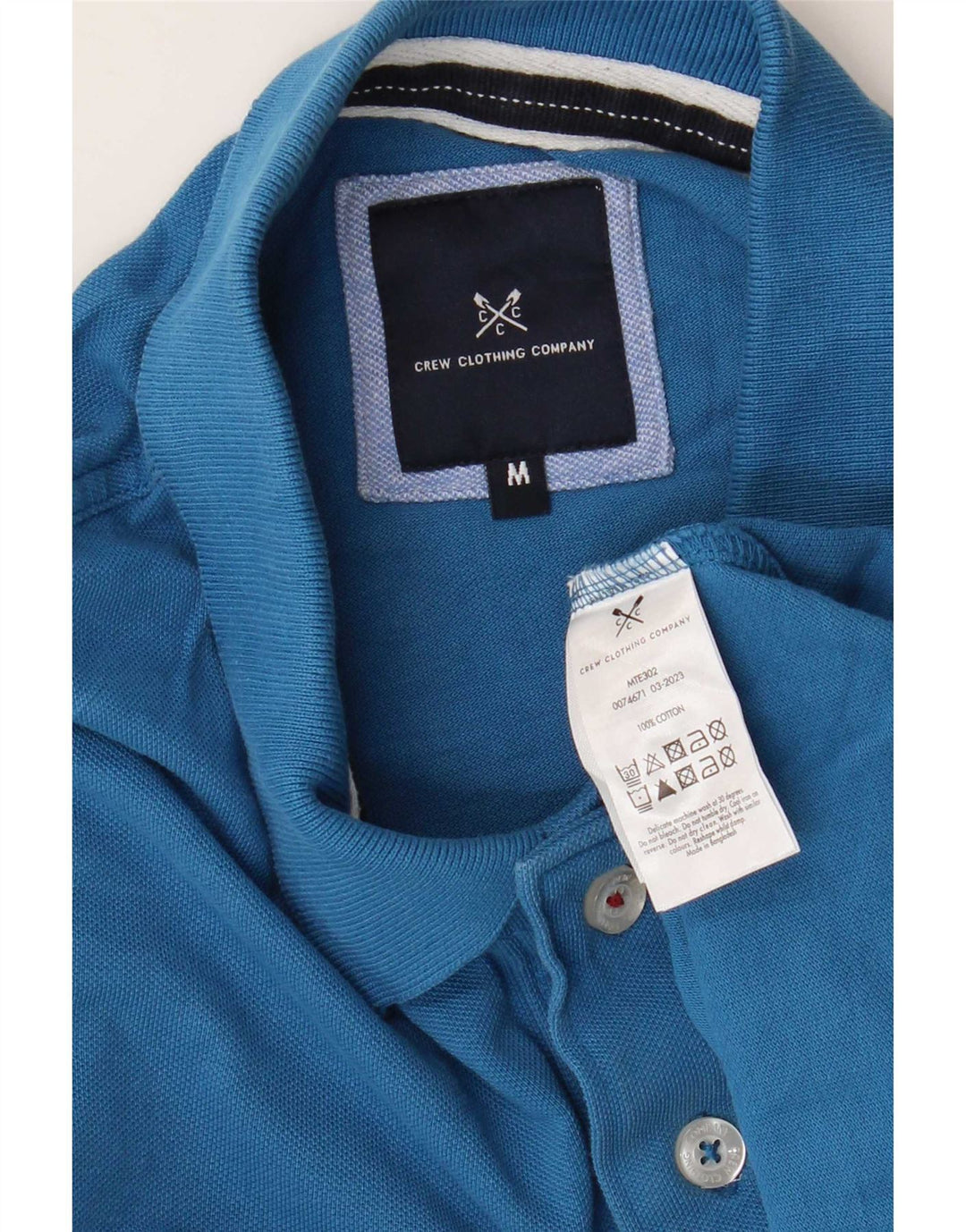 Crew Clothing Мужская рубашка-поло из хлопка среднего синего цвета