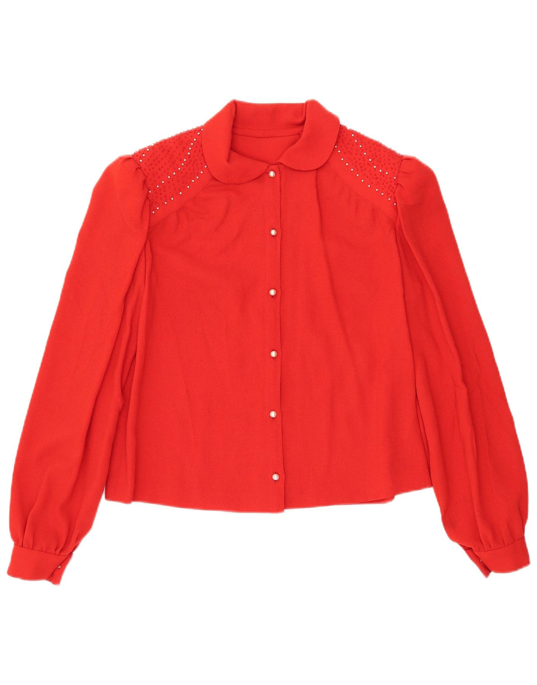 Женская укороченная блузка-рубашка VINTAGE UK 12, средний красный цвет
