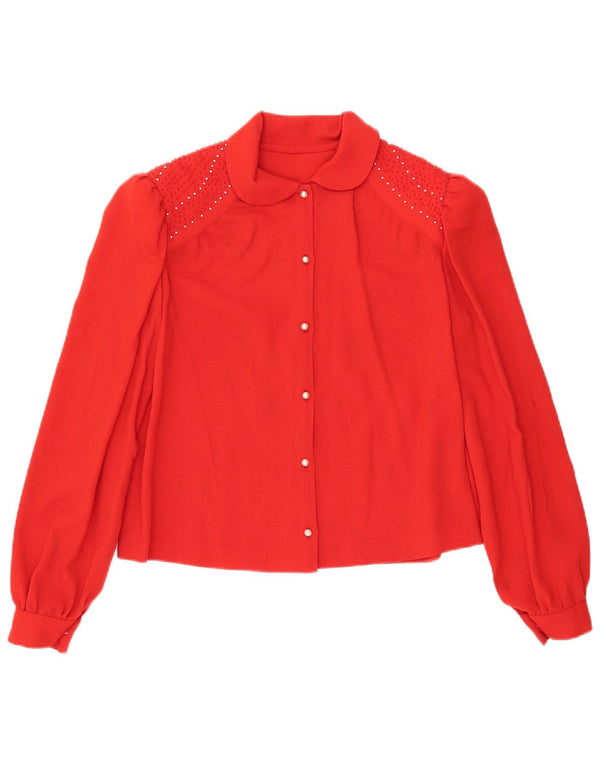 Женская укороченная блузка-рубашка VINTAGE UK 12, средний красный цвет