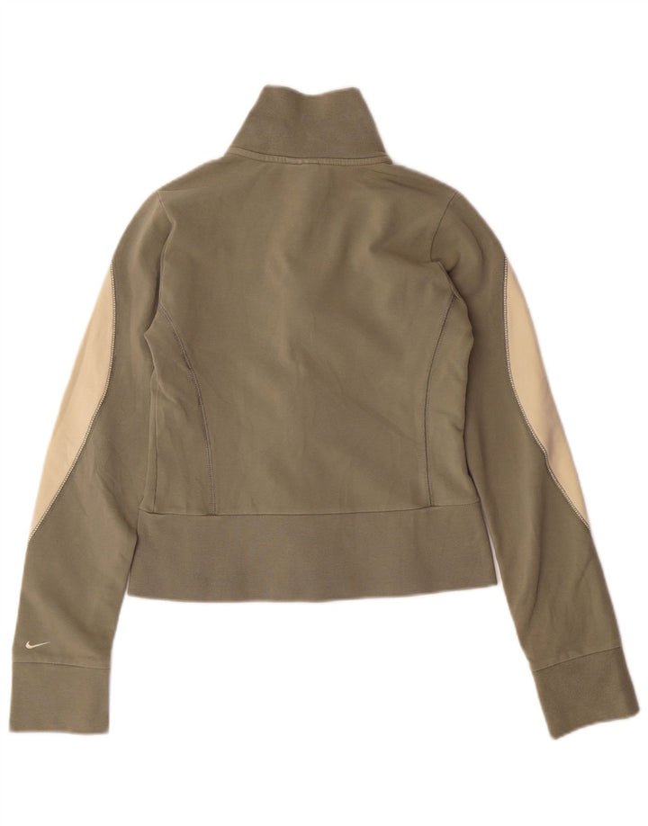 Женский укороченный спортивный костюм NIKE, верхняя куртка, Великобритания, маленький размер 8/10, бежевый с цветными блоками
