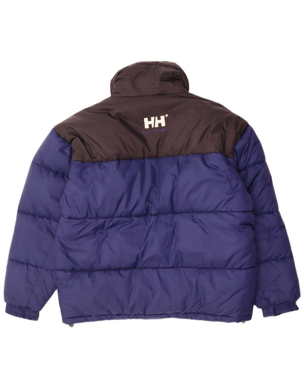 Мужская стеганая куртка Helly Hansen с графическим рисунком UK 40, большая синяя нейлоновая с цветными блоками