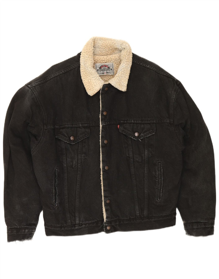 Мужская джинсовая куртка шерпа Levi's UK 38 средний черный