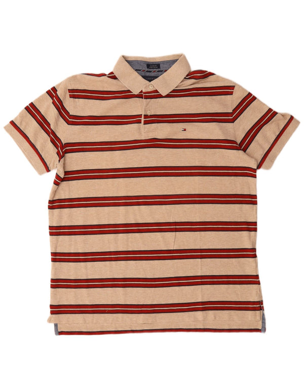 Мужская рубашка-поло на заказ Tommy Hilfiger XL, хлопковая бежевая полоска