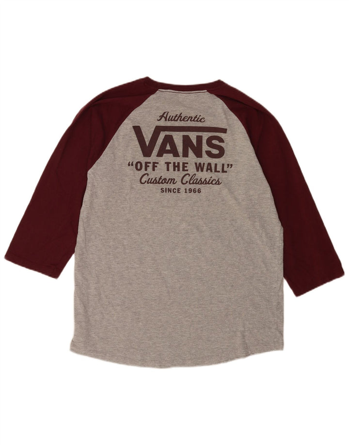 Мужской топ с рисунком Vans, рукав 3/4, большой серый, хлопок с цветными блоками