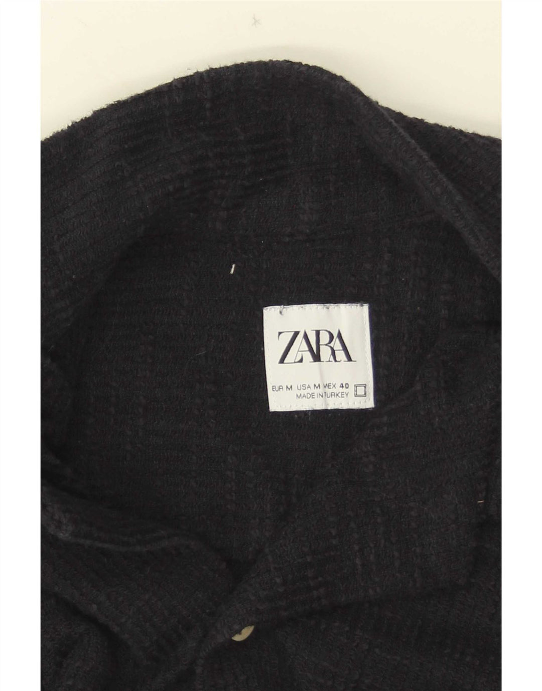 Женская рубашка с коротким рукавом Zara среднего темно-синего цвета
