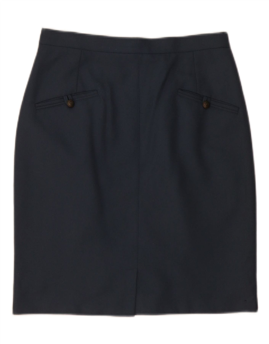 ВИНТАЖНАЯ женская юбка-карандаш среднего размера W28 Темно-синяя шерсть