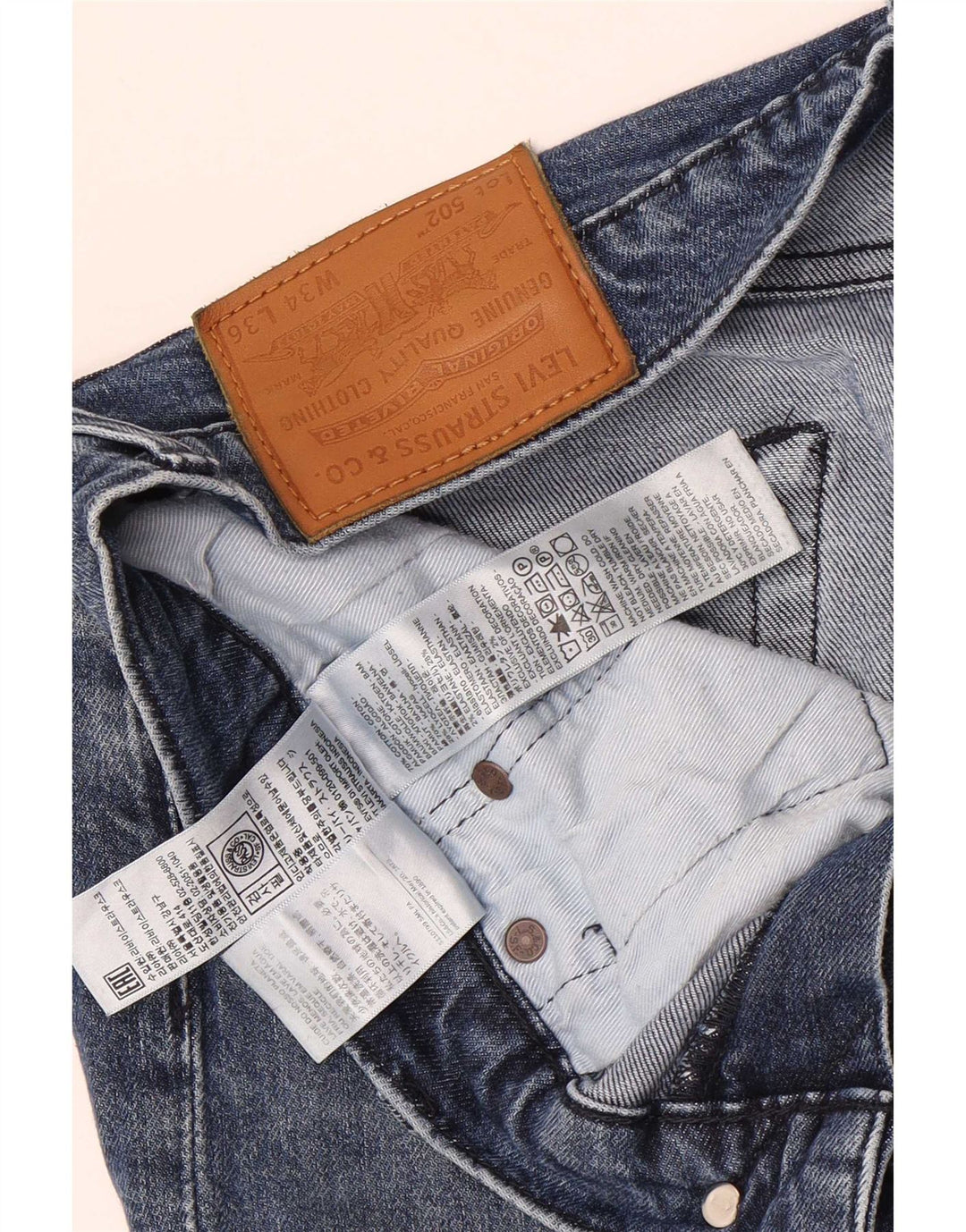 Мужские зауженные джинсы Levi's 502 W34 L36 синие, хлопок