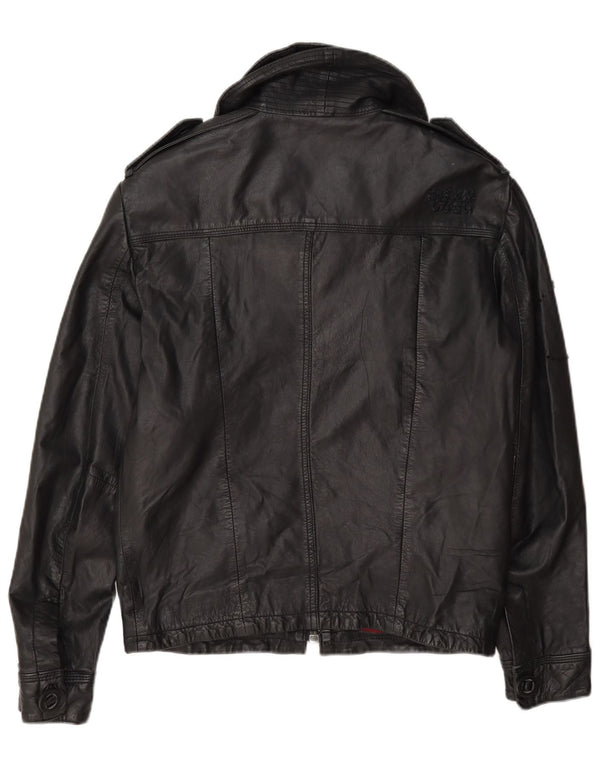 Женская кожаная куртка в стиле милитари Superdry UK 10, маленькая, черная