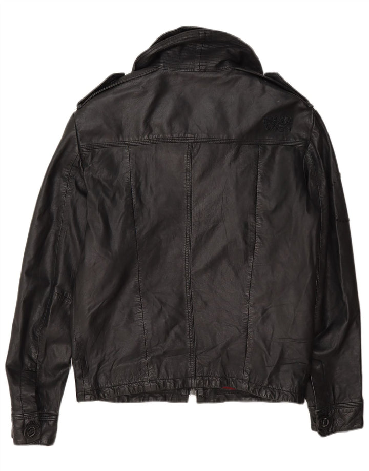 Женская кожаная куртка в стиле милитари Superdry UK 10, маленькая, черная