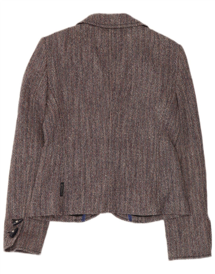 ARMANI JEANS Женский пиджак на 4 пуговицах IT 42 Средний Серый В Елочку